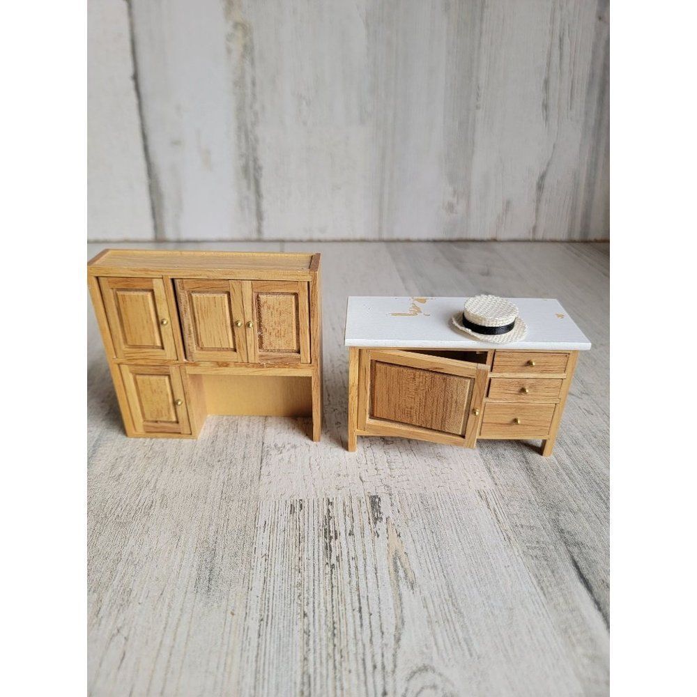 Miniature dollhouse dresser cabinet sets hat accessories